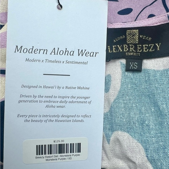 LexBreezy Breezy Monstera Purple Resort Set, Size XS, BNWT - Picture 6 of 6